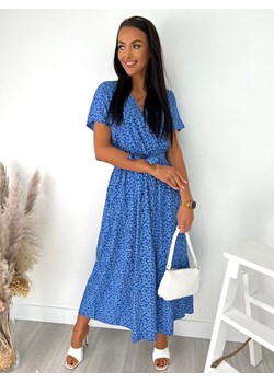 Niebieska Sukienka Maxi w Kwiaty ze sklepu ModnaKiecka.pl w kategorii Sukienki - zdjęcie 171204892