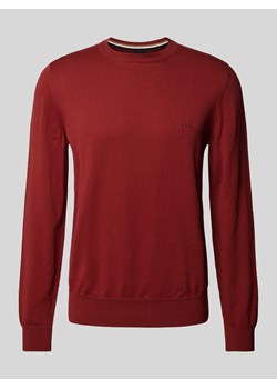 Sweter z dzianiny z wyhaftowanym logo model ‘Pacas’ ze sklepu Peek&Cloppenburg  w kategorii Swetry męskie - zdjęcie 171205970
