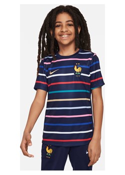 Przedmeczowa koszulka piłkarska dla dużych dzieci Nike Dri-FIT FFF Academy Pro (wersja domowa) - Niebieski ze sklepu Nike poland w kategorii Bluzki dziewczęce - zdjęcie 171206753