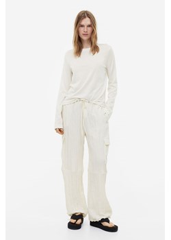 H & M - Spodnie cargo ze sznurkiem - Biały ze sklepu H&M w kategorii Spodnie damskie - zdjęcie 171206893