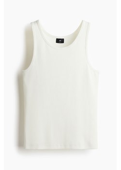 H & M - Prążkowana koszulka Slim Fit - Biały ze sklepu H&M w kategorii Bluzki damskie - zdjęcie 171206913