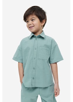 H & M - Popelinowa koszula z mieszanki zawierającej len - Turkusowy ze sklepu H&M w kategorii Koszule chłopięce - zdjęcie 171206921