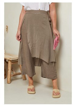Curvy Lady Lniane spodnie w kolorze szarobrązowym ze sklepu Limango Polska w kategorii Spodnie damskie - zdjęcie 171208394