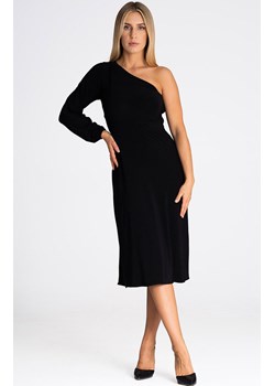 Sukienka damska midi na jedno ramię czarna M962, Kolor czarny, Rozmiar L, Figl ze sklepu Primodo w kategorii Sukienki - zdjęcie 171209063