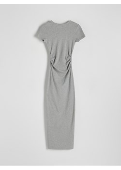 Reserved - Bawełniana sukienka z marszczeniami - jasnoszary ze sklepu Reserved w kategorii Sukienki - zdjęcie 171217280
