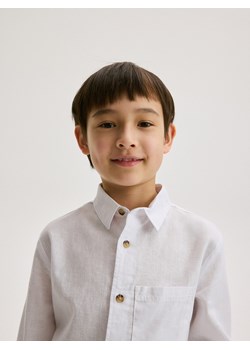 Reserved - Koszula z lnem - biały ze sklepu Reserved w kategorii Koszule chłopięce - zdjęcie 171219493