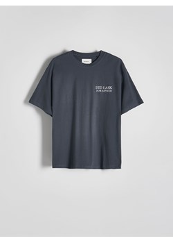 Reserved - T-shirt boxy z haftem - szary ze sklepu Reserved w kategorii T-shirty męskie - zdjęcie 171219550