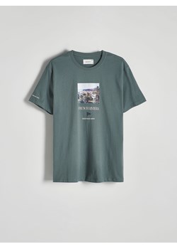 Reserved - T-shirt regular z nadrukiem - zielony ze sklepu Reserved w kategorii T-shirty męskie - zdjęcie 171219571