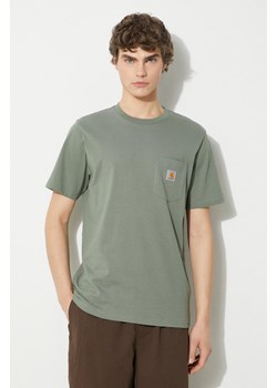 Carhartt WIP t-shirt bawełniany S/S Pocket T-Shirt męski kolor zielony gładki I030434.1YFXX ze sklepu PRM w kategorii T-shirty męskie - zdjęcie 171220860