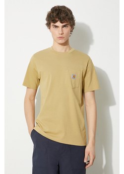 Carhartt WIP t-shirt bawełniany S/S Pocket T-Shirt męski kolor beżowy gładki I030434.1YKXX ze sklepu PRM w kategorii T-shirty męskie - zdjęcie 171220862