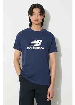 New Balance t-shirt bawełniany Sport Essentials męski kolor granatowy z nadrukiem MT41502NNY ze sklepu PRM w kategorii T-shirty męskie - zdjęcie 171220910