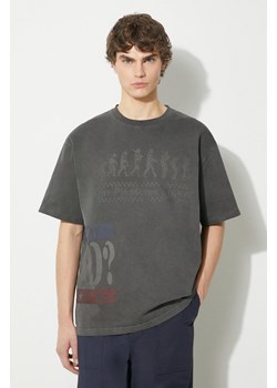 PLEASURES t-shirt bawełniany Evolution Heavyweight T-Shirt męski kolor szary wzorzysty P24SP019.BLACK ze sklepu PRM w kategorii T-shirty męskie - zdjęcie 171220960