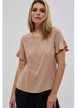Koszulka damska z krótkim rękawem beżowa ze sklepu 5.10.15 w kategorii Bluzki damskie - zdjęcie 171220980
