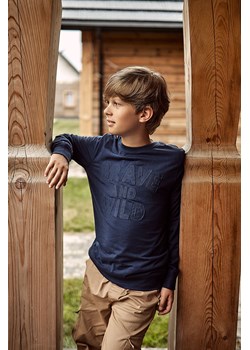 Granatowa bluzka z długim rękawem chłopięca z bawełny ze sklepu 5.10.15 w kategorii Bluzy chłopięce - zdjęcie 171220982