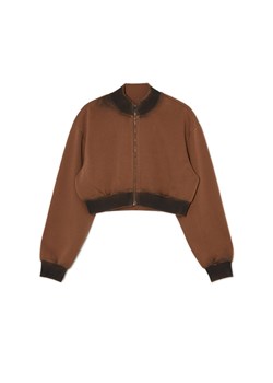 Cropp - Brązowa rozpinana bluza bomberka - brązowy ze sklepu Cropp w kategorii Bluzy damskie - zdjęcie 171221622