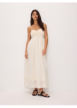 Reserved - Sukienka z ażurowymi wstawkami - kremowy ze sklepu Reserved w kategorii Sukienki - zdjęcie 171221881