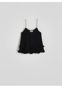 Reserved - Krótka plisowana bluzka - czarny ze sklepu Reserved w kategorii Bluzki damskie - zdjęcie 171226450