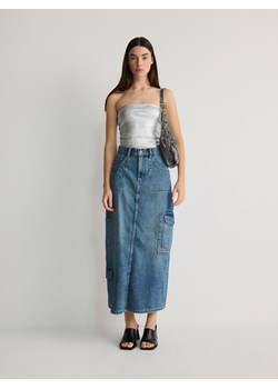 Reserved - Jeansowa spódnica cargo - turkusowy ze sklepu Reserved w kategorii Spódnice - zdjęcie 171226501