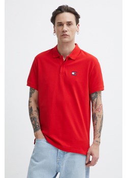 Tommy Jeans polo bawełniane kolor czerwony gładki DM0DM18314 ze sklepu ANSWEAR.com w kategorii T-shirty męskie - zdjęcie 171228313