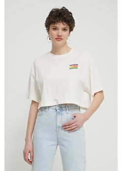 Tommy Jeans t-shirt bawełniany damski kolor beżowy DW0DW18141 ze sklepu ANSWEAR.com w kategorii Bluzki damskie - zdjęcie 171228452