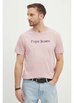 Pepe Jeans t-shirt bawełniany CLIFTON męski kolor różowy z nadrukiem PM509374 ze sklepu ANSWEAR.com w kategorii T-shirty męskie - zdjęcie 171228504