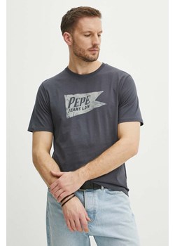 Pepe Jeans t-shirt bawełniany SINGLE CARDIFF męski kolor szary z nadrukiem PM509401 ze sklepu ANSWEAR.com w kategorii T-shirty męskie - zdjęcie 171228524