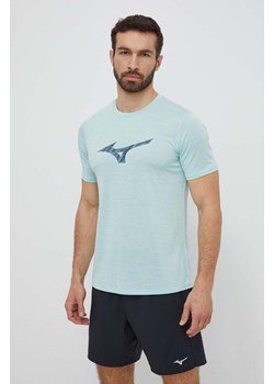 Mizuno t-shirt do biegania Core kolor turkusowy z nadrukiem J2GAB009 ze sklepu ANSWEAR.com w kategorii T-shirty męskie - zdjęcie 171228663
