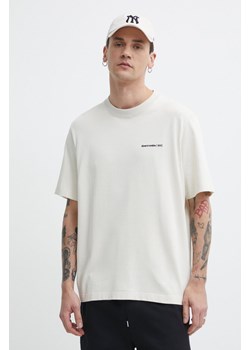 Abercrombie &amp; Fitch t-shirt bawełniany męski kolor beżowy z aplikacją ze sklepu ANSWEAR.com w kategorii T-shirty męskie - zdjęcie 171228701