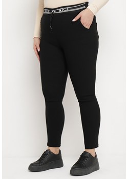 Czarne Dopasowane Bawełniane Spodnie z Elastyczną Gumką w Pasie Brucknera ze sklepu Born2be Odzież w kategorii Spodnie damskie - zdjęcie 171229623