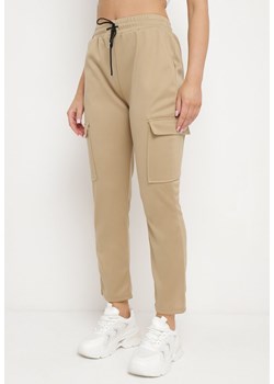 Beżowe Szerokie Spodnie z Gumką w Pasie i Regulowanymi Troczkami Demavendia ze sklepu Born2be Odzież w kategorii Spodnie damskie - zdjęcie 171229682