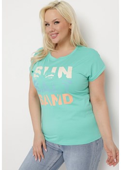 Zielona Bluzka T-shirt z Napisem na Przodzie Vanneli ze sklepu Born2be Odzież w kategorii Bluzki damskie - zdjęcie 171229822