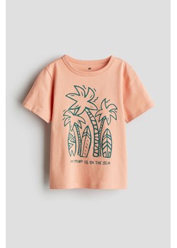 H & M - Bawełniany T-shirt z nadrukiem - Pomarańczowy ze sklepu H&M w kategorii T-shirty chłopięce - zdjęcie 171230304