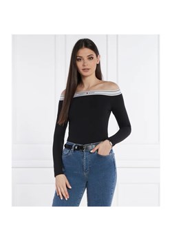 Tommy Jeans Bluzka TJW LOGO TAPING OFF SHOULDER LS | Slim Fit ze sklepu Gomez Fashion Store w kategorii Bluzki damskie - zdjęcie 171230454