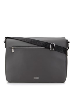 Męska torba na laptopa 13” z matowej ekoskóry na ramię szara ze sklepu WITTCHEN w kategorii Torby na laptopa - zdjęcie 171231880