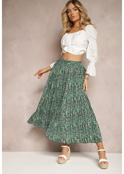 Zielona  Wiskozowa Spódnica o Rozkloszowanym Kroju z Gumką w Talii Nellagrace ze sklepu Renee odzież w kategorii Spódnice - zdjęcie 171232360