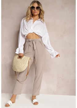 Szare Spodnie Regular z Wiązaniem w Pasie Dastaria ze sklepu Renee odzież w kategorii Spodnie damskie - zdjęcie 171232410