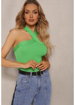 Zielony Top Zakładany na Szyję z Odkrytymi Plecami Khailey ze sklepu Renee odzież w kategorii Bluzki damskie - zdjęcie 171232692