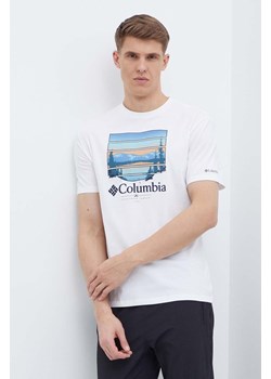 Columbia t-shirt bawełniany Path Lake kolor biały z nadrukiem 1934814 ze sklepu ANSWEAR.com w kategorii T-shirty męskie - zdjęcie 171237134