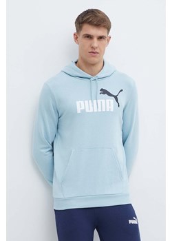 Puma bluza męska kolor turkusowy z kapturem 586765 ze sklepu ANSWEAR.com w kategorii Bluzy męskie - zdjęcie 171237180