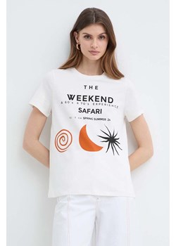 Weekend Max Mara t-shirt bawełniany damski kolor beżowy 2415971052600 ze sklepu ANSWEAR.com w kategorii Bluzki damskie - zdjęcie 171237472