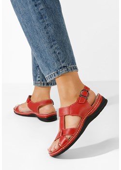 Czerwone sandały damskie skórzane Zinna ze sklepu Zapatos w kategorii Sandały damskie - zdjęcie 171237940