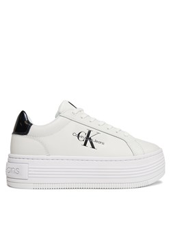 Sneakersy Calvin Klein Jeans Bold Platf Low Lace Lth Ml Met YW0YW01431 Biały ze sklepu eobuwie.pl w kategorii Trampki damskie - zdjęcie 171239444