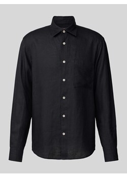 Koszula lniana o kroju regular fit z kieszenią na piersi ze sklepu Peek&Cloppenburg  w kategorii Koszule męskie - zdjęcie 171245702