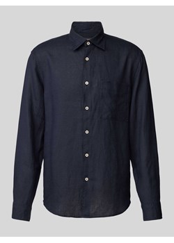 Koszula lniana o kroju regular fit z kieszenią na piersi ze sklepu Peek&Cloppenburg  w kategorii Koszule męskie - zdjęcie 171245780