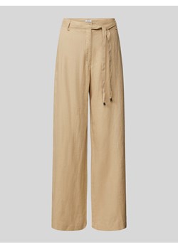 Spodnie lniane z wiązanym paskiem ze sklepu Peek&Cloppenburg  w kategorii Spodnie damskie - zdjęcie 171245811