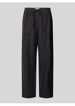 Spodnie lniane w jednolitym kolorze ze sklepu Peek&Cloppenburg  w kategorii Spodnie damskie - zdjęcie 171246130