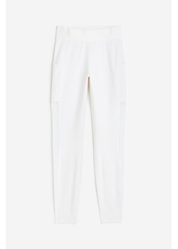 H & M - Legginsy sportowe DryMove z kieszonką - Biały ze sklepu H&M w kategorii Spodnie damskie - zdjęcie 171246382
