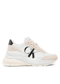 Calvin Klein Jeans Sneakersy Wedge Runner Mix Lth Wn YW0YW01099 Beżowy ze sklepu MODIVO w kategorii Buty sportowe damskie - zdjęcie 171253280