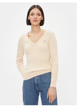 Gant Sweter 4800101 Écru Slim Fit ze sklepu MODIVO w kategorii Swetry damskie - zdjęcie 171255573