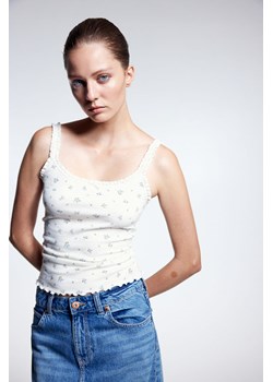 H & M - Top na ramiączkach zdobiony koronką - Biały ze sklepu H&M w kategorii Bluzki damskie - zdjęcie 171257042